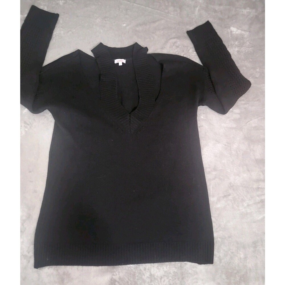 Pixley Sweater Women's Size Large Black Cut Out Shoulder  Wool Blend  Loganlook
